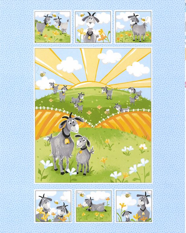 Ziege Hildy Spielteppich Panel Patchworkstoff