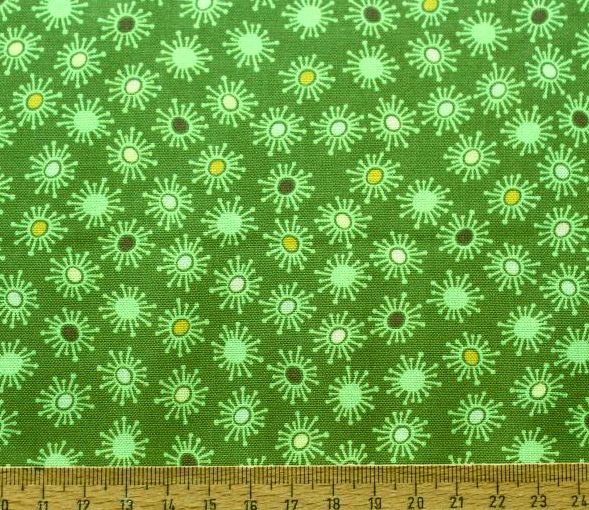 Blüten stiliert grün Patchworkstoff