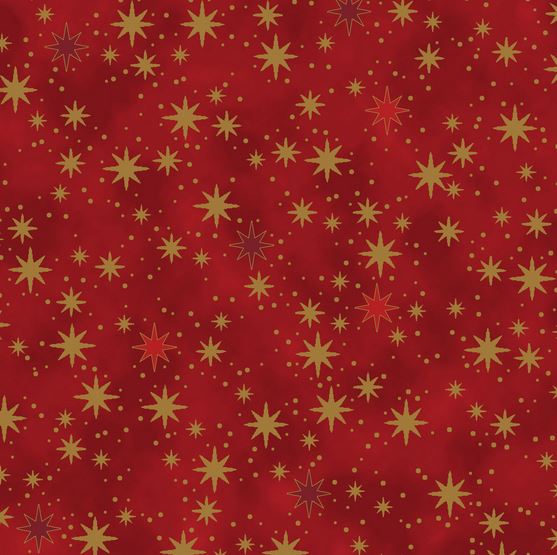 Sterne Punkte gold rot Baumwollstoff Weihnachten