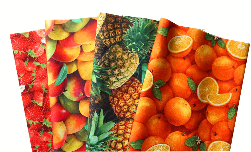 Mango Orange Ananas Erdbeere Patchworkstoff Stoffpaket
