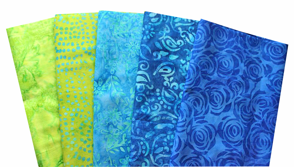 Batik blau grün Patchworkstoff Stoffpaket