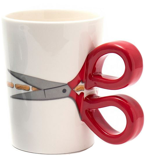Becher Mug Schere rot Nähen