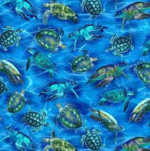 Schildkröte Meer Wasser Patchworkstoff 