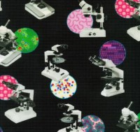 Biologie Mikroskop Labor Baumwollstoff Patchworkstoff