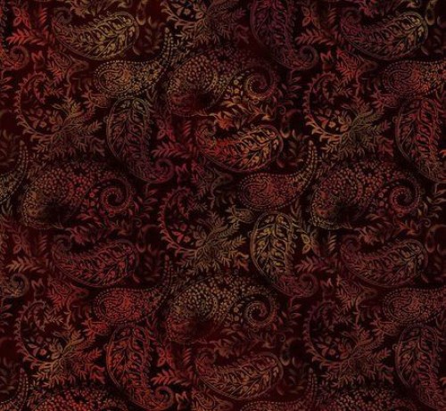 Paisley magenta bordeaux messing Baumwollstoff