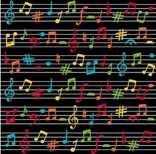 Notenlinie Notenschlüssel Musik schwarz Patchworkstoff