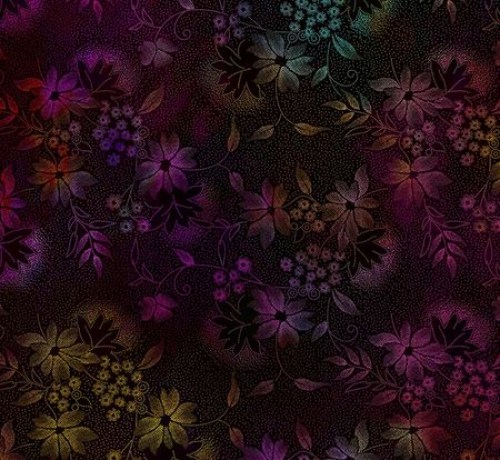 Blüten magenta lila messing Baumwollstoff