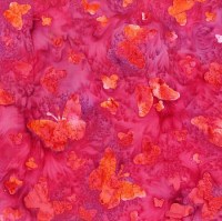 Schmetterlinge orange pink rot Batik Patchworkstoff