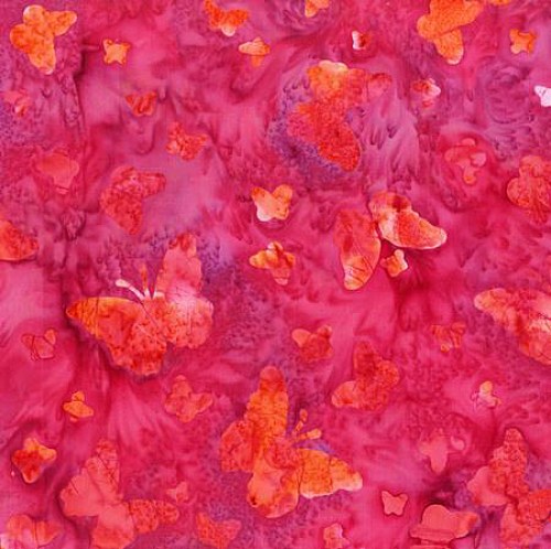 Schmetterlinge orange pink rot Batik Patchworkstoff