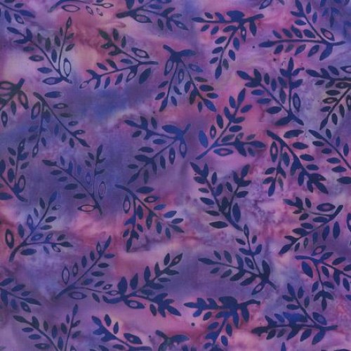 Blätter lila violett Batik Patchworkstoff