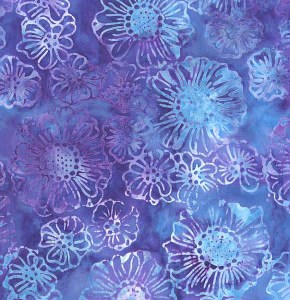 Batik Blüten lila Patchworkstoff