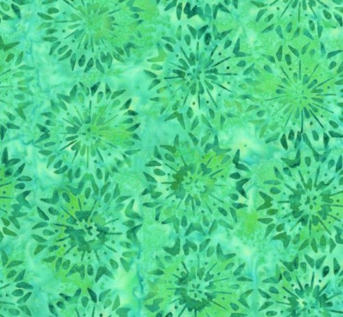 Blüten Blumen blau grün Batik Patchworkstoff