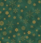 Schneeflocken gold grün Baumwollstoff Weihnachten