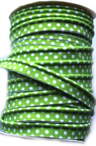 Paspelband grün weiß Punkte 10 mm