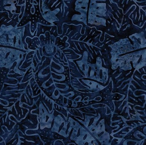 Blatt Blätter blau Batik Patchworkstoff