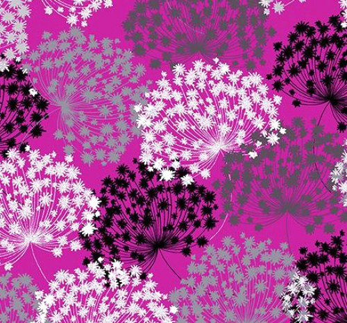 Dolden Pusteblumen pink silber schwarz Patchworkstoff
