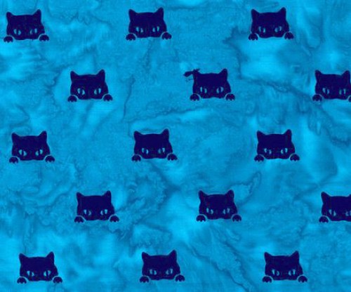 Pfoten Tatzen Katze blau türkis Batik Patchworkstoff