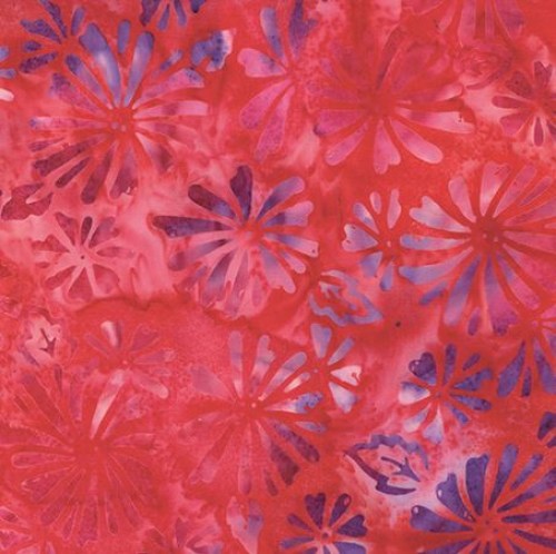 rot lila Blüten Blumen Batik Patchworkstoff