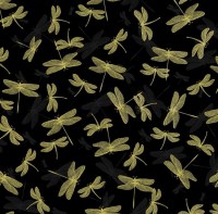 Libelle goldfarben schwarz Patchworkstoff