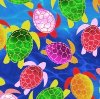 Schildkröten bunt blau Patchworkstoff