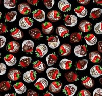Erdbeeren Süßigkeiten Schokolade Patchworkstoff
