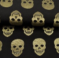 Skull Totenköpfe schwarz gold Dekostoff