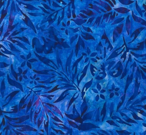 Blau Ranken Blätter Batik Patchworkstoff
