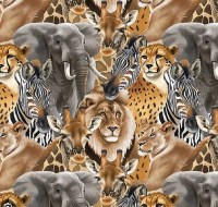 Safari Savanne Elefant Giraffe Patchworkstoff
