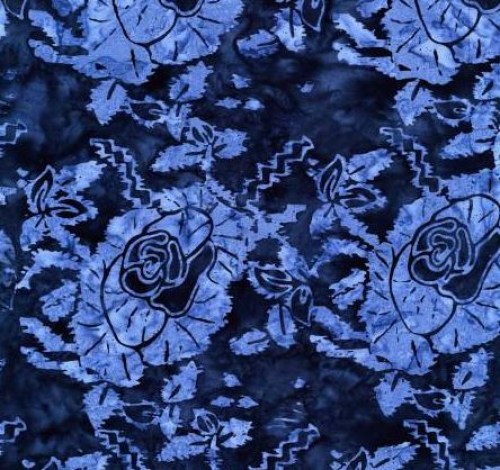 Blatt Blätter blau Batik Patchworkstoff