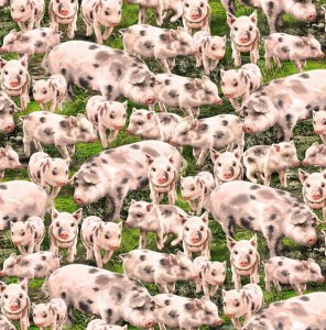 Schwein Schweine Baumwollstoff
