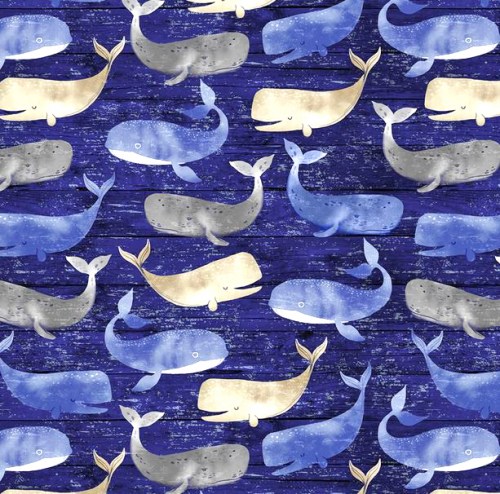 Wal Wale blau maritim Patchworkstoff