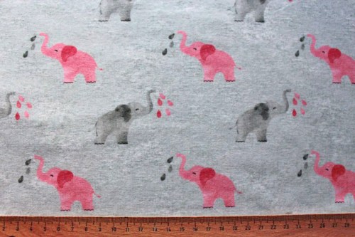 Elefanten rosa grau Streifen Jerseystoff