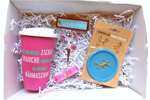 Geschenkbox Geschenk Nähen pink türkis