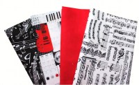 Musik Noten Notenlinen schwarz weiß rot Patchworkstoff Stoffpaket