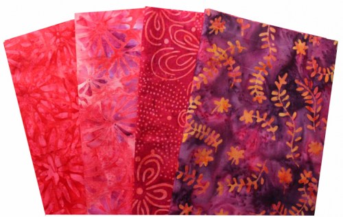 Batik rot lila Patchworkstoff Stoffpaket