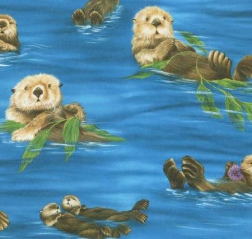 Otter Bachlauf Wasser Blätter Baumwollstoff